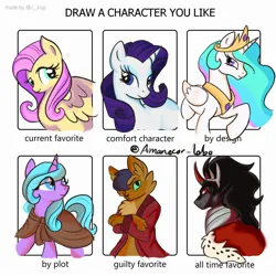 Size: 2000x2000 | Tagged: safe, artist:amanecerlobo, derpibooru import, idw, capper dapperpaws, fluttershy, king sombra, princess celestia, radiant hope, rarity, alicorn, pegasus, pony, unicorn, g4, my little pony: the movie, horn, image, jpeg