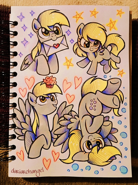 Size: 2740x3672 | Tagged: safe, artist:dariarchangel, derpibooru import, derpy hooves, pegasus, pony, g4, adorable face, blonde, blonde hair, blonde mane, blonde tail, bubble, bust, c:, chibi, cross-eyed, cute, cute face, cute smile, cuteness overload, daaaaaaaaaaaw, derp, derpabetes, derpy being derpy, female, floppy ears, flying, folded wings, food, full body, gray coat, heart, hnnng, image, jpeg, letter, looking at something, looking up, love letter, mail, mailmare, mailpony, mare, mouth hold, muffin, pegasus wings, photo, portrait, raised hoof, silly, silly pony, sketch, sketch dump, sketchbook, smiling, smol, sparkles, spread wings, squee, stars, tail, that pony sure does love muffins, too cute, traditional art, underhoof, upside down, weapons-grade cute, wings, yellow eyes