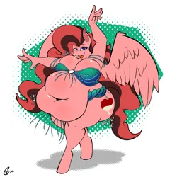 Size: 3000x3000 | Tagged: suggestive, artist:squealy, derpibooru import, oc, unofficial characters only, anthro, pegasus, pony, unguligrade anthro, armpits, arms in the air, bbw, bedroom eyes, belly, belly button, belly dancer, big belly, big breasts, breasts, cleavage, colored pupils, commission, dancing, fat, female, huge belly, huge breasts, image, impossibly large belly, looking at you, mare, obese, open mouth, open smile, png, signature, simple background, smiling, smiling at you, solo, solo female, ssbbw, thighs, thunder thighs, white background