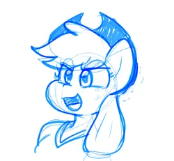 Size: 1104x1020 | Tagged: safe, artist:zutcha, derpibooru import, applejack, anthro, earth pony, pony, g4, bluescale, bust, female, furrowed brow, image, jpeg, mare, monochrome, open mouth, open smile, simple background, sketch, smiling, solo, white background