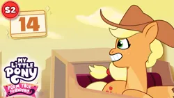 Size: 1281x720 | Tagged: safe, artist:prixy05, derpibooru import, applejack, earth pony, pony, g4, g5, my little pony: tell your tale, the last roundup, applejack's hat, cowboy hat, female, g4 to g5, generation leap, hat, image, mare, my little pony, my little pony: form your friendship, png, solo, thumbnail