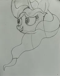 Size: 3024x3855 | Tagged: safe, artist:1611volk, derpibooru import, vapor trail, pegasus, pony, g4, bust, female, image, jpeg, mare, pencil drawing, sketch, smiling, traditional art