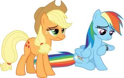 Size: 4792x3000 | Tagged: safe, artist:cloudy glow, derpibooru import, applejack, rainbow dash, earth pony, pegasus, pony, g4, bored, duo, duo female, female, image, png, simple background, transparent background, vector