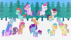 Size: 1920x1080 | Tagged: safe, artist:carrotorangelight, derpibooru import, hitch trailblazer, izzy moonbow, pipp petals, posey (g5), rocky riff, sunny starscout, violette rainbow, zipp storm, earth pony, pegasus, unicorn, g5, female, glory (g5), horn, image, jazz hooves, male, misty brightdawn, peach fizz, pippsqueak trio, pippsqueaks, png, seashell (g5), starlight ridge