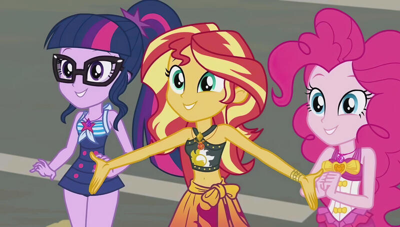 Size: 1024x582 | Tagged: safe, derpibooru import, screencap, pinkie pie, sci-twi, sunset shimmer, twilight sparkle, human, equestria girls, equestria girls series, g4, x marks the spot, arms spread out, attached skirt, belly, belly button, bikini, bikini top, clothes, cute, cute smile, female, geode of empathy, geode of sugar bombs, geode of telekinesis, glasses, grin, hands together, image, jewelry, jpeg, leather bikini, magical geodes, midriff, my little pony equestria girls: better together, necklace, one-piece swimsuit, parking lot, pavement, pinkie pie swimsuit, ponytail, sarong, sci-twi swimsuit, skirt, smiling, sunset shimmer's beach shorts swimsuit, swimsuit, teenager, teeth, trio, trio female, wrist cuff