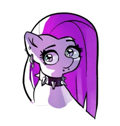 Size: 495x521 | Tagged: safe, artist:nyanakaru, derpibooru import, pinkamena diane pie, pinkie pie, g4, bust, choker, ear piercing, earring, emo, emotionless, female, image, jewelry, lip piercing, piercing, pink coat, pink hair, png, simple background, solo, spiked choker, transparent background