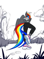 Size: 3000x4000 | Tagged: suggestive, artist:darky_wings, derpibooru import, oc, oc:darky wings, oc:liu, unofficial characters only, anthro, lamia, original species, pegasus, plantigrade anthro, pony, birthday gift, clothes, crush fetish, female, fetish, giantess, image, looking back, macro, micro, outdoors, pegasus oc, png, present, shoes, sneakers, sneakers fetish, soles, stomped, underfoot