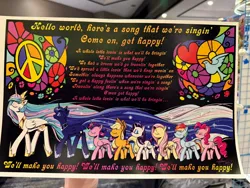 Size: 2048x1536 | Tagged: safe, artist:andy price, derpibooru import, applejack, fluttershy, pinkie pie, princess celestia, princess luna, rainbow dash, rarity, twilight sparkle, twilight sparkle (alicorn), alicorn, earth pony, pegasus, pony, unicorn, g4, breaking the fourth wall, concave belly, eyes closed, eyeshadow, female, height difference, hoof shoes, horn, image, impossibly long mane, impossibly long tail, jewelry, jpeg, long mane, looking at you, lyrics, makeup, mane six, mare, one eye closed, peace symbol, peytral, physique difference, pinkie being pinkie, regalia, royal sisters, siblings, sisters, slender, tail, tall, text, thin, wink, winking at you
