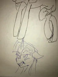 Size: 3024x4032 | Tagged: safe, artist:19itsme87, derpibooru import, twilight sparkle, pony, unicorn, g4, agressive, evil, grumpy, horn, image, jpeg, solo, traditional art