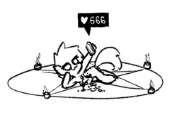 Size: 508x330 | Tagged: semi-grimdark, artist:nyanakaru, derpibooru import, oc, oc:capsie, unofficial characters only, earth pony, pony, anatomically incorrect, black blood, blank eyes, blood, candle, derpibooru exclusive, earth pony oc, female, guts, image, irony, mobile phone, pentagram, phone, pixel-crisp art, png, ritual, sacrifice, selfie, simple background, sketch, social media, solo, solo female, white background, white coat, white hair