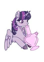 Size: 1240x1754 | Tagged: safe, artist:dokveti, derpibooru import, twilight sparkle, twilight sparkle (alicorn), alicorn, pony, g4, bong, bust, drug use, drugs, female, highlight sparkle, image, mare, png, simple background, solo, starry eyes, unshorn fetlocks, white background, wingding eyes