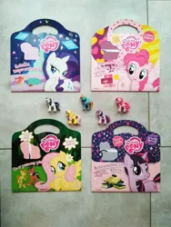 Size: 1224x1632 | Tagged: safe, artist:justyna trzaska, derpibooru import, official, fluttershy, pinkie pie, rainbow dash, rarity, twilight sparkle, chipmunk, earth pony, pegasus, pony, unicorn, g4, background pony applejack, book, clothes, egmont, female, figurine, horn, image, irl, jpeg, male, mare, meadow mild, merchandise, photo, polish, stallion, toy, unicorn twilight, uniform, wonderbolts uniform