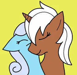 Size: 570x556 | Tagged: safe, artist:toastedtoast15, derpibooru import, shoeshine, silver spanner, earth pony, pony, unicorn, g4, cute, female, horn, image, kissing, lesbian, linkybetes, mare, png, ship:shoespanner, shipping, shoespanner, silverdorable