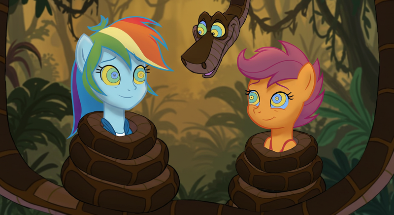  3535520 safe ai content rainbow dash scootaloo anthro snake