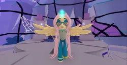 Size: 2904x1498 | Tagged: safe, artist:melimoo2000, derpibooru import, fluttershy, oc, oc:fluttershy stinger, alicorn, pony, g4, alicornified, blushing, canterlot, female, fluttercorn, glasses, image, jewelry, long mane, looking at you, magic, magic aura, makeup, mare, necklace, open pony, png, princess fluttershy, race swap, ring, running makeup, second life, smiling, smiling at you, spread wings, tattoo, wedding ring, wings