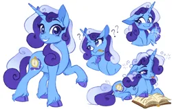 Size: 2048x1306 | Tagged: safe, artist:carouselunique, derpibooru import, minuette, pony, unicorn, g4, :p, alternate cutie mark, alternate design, alternate universe, blue hooves, blushing, book, closed mouth, cloven hooves, colored hooves, colored lineart, colored pupils, curly mane, curly tail, cute, ear fluff, emanata, eyebrows, female, floppy ears, flustered, full body, grin, hair over one eye, hatching (technique), hooves, horn, image, lidded eyes, looking at you, looking away, looking sideways, lying down, mare, messy mane, messy tail, minubetes, motion lines, mouth hold, pencil, pencil in mouth, png, prone, question mark, raised eyebrow, raised hoof, reading, simple background, sleepy, smiling, smiling at you, solo, standing, stray strand, tail, thinking, tongue out, unshorn fetlocks, white background