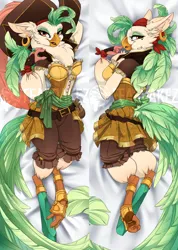 Size: 2282x3200 | Tagged: safe, artist:kez, derpibooru import, captain celaeno, anthro, bird, g4, my little pony: the movie, amputee, bandana, beauty mark, body pillow, body pillow design, clothes, ear piercing, earring, female, hat, image, jewelry, ornithian, peg leg, piercing, pirate, pirate hat, png, prosthetic leg, prosthetic limb, prosthetics, solo, watermark