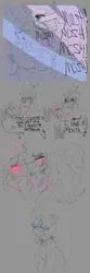 Size: 2000x6000 | Tagged: suggestive, artist:fangyy, derpibooru import, king sombra, sunburst, anthro, classical unicorn, pony, unicorn, g4, 2025, armpit hair, beard, blushing, body hair, cheering, chest hair, cloven hooves, collar, dialogue, duo, duo male, emo, excited, eyeshadow, facial hair, fangs, fringe, gay, glasses, horn, image, implied urine, kiss on the lips, kissing, leonine tail, makeup, male, monochrome, png, rave, scar, ship:somburst, shipping, sketch, sketch dump, smiling, spiked collar, sunburst is not amused, surgery scar, toothy grin, top scars, trans sunburst, unamused, unshorn fetlocks