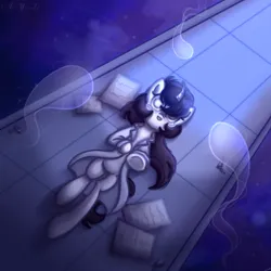 Size: 1000x1000 | Tagged: safe, artist:taoyvfei, derpibooru import, oc, oc:taoyvfei, ghost, pony, undead, unicorn, blue, clothes, horn, image, laboratory, paper, png, scientist, solo, soul, teary eyes, universe