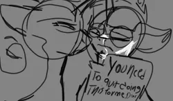 Size: 1891x1111 | Tagged: safe, artist:bloodymare-y, derpibooru import, night light, twilight velvet, unicorn, comic:bride of nightmare moon, g4, cum, facial, glasses, horn, image, png, speech bubble