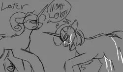 Size: 1891x1111 | Tagged: safe, artist:bloodymare-y, derpibooru import, night light, twilight velvet, unicorn, comic:bride of nightmare moon, g4, cum, facial, glasses, horn, image, leaking cum, png, ponytail