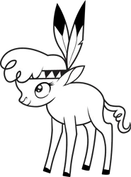 Size: 6970x9425 | Tagged: safe, derpibooru import, official, little strongheart, buffalo, g4, over a barrel, .svg available, black and white, coloring page, cute, feather, female, grayscale, image, monochrome, my little pony, png, simple background, solo, transparent background, vector