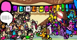Size: 1732x898 | Tagged: safe, artist:gab_eka(gabyshevakata), derpibooru import, applejack, fluttershy, pinkie pie, rainbow dash, rarity, spike, twilight sparkle, twilight sparkle (alicorn), oc, oc:fausticorn, ponified, alicorn, dragon, earth pony, pegasus, pony, unicorn, g4, apple juice, azaliya kochurova, balloon, birthday art, birthday gift, bow, cake, clothes, cousins, cyrillic, dasha zykova, diana zagrtdinova, dragons riding ponies, dress, drink, eyes closed, female, flower, flower in mouth, food, friends, gift art, group, hair bow, happy, happy birthday, happy birthday lauren faust, hoof hold, horn, image, jpeg, juice, kimono (clothing), kira, lauren faust, lera ainutdinova, lilya zagrtdinova, luba matusevich, male, mane seven, mane six, mare, marina kitsune, masha zykova, microphone, mouth hold, one eye closed, open mouth, open smile, party cannon, pigtails, ponytail, present, riding, riding a pony, russian, siblings, singing, sisters, smiling, sophie schefer, spike riding rarity, twintails, wing hold, wingless spike, wings