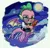 Size: 2048x2048 | Tagged: safe, artist:tkotu434, derpibooru import, spike, dragon, g4, bowtie, clothes, cloud, commission, flying, full moon, glasses, high res, image, jpeg, male, moon, night, outdoors, partially open wings, princess luna's cutie mark, quill, scroll, sky, solo, starry night, stars, tail, vest, watch, winged spike, wings, wristwatch