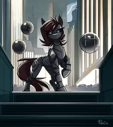 Size: 2327x2605 | Tagged: safe, artist:fenixdust, derpibooru import, oc, oc:claret, unofficial characters only, earth pony, pony, robot, robot pony, city, image, orb, png, solo