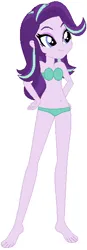 Size: 204x584 | Tagged: safe, artist:selenaede, artist:triceratopwarrior99, derpibooru import, starlight glimmer, human, equestria girls, g4, base, base used, belly, belly button, bikini, clothes, female, green bikini, green swimsuit, image, png, simple background, solo, swimsuit