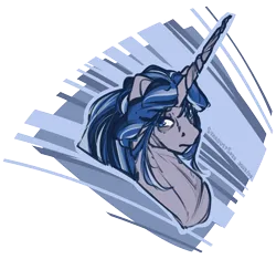 Size: 3200x3000 | Tagged: safe, artist:stardustspix, derpibooru import, oc, oc:coral eve, unofficial characters only, pony, unicorn, fallout equestria, fallout equestria: murky number seven, abstract background, braid, bust, cracked horn, fanfic art, female, high res, horn, image, mare, multicolored hair, partially transparent background, png, ponytail, portrait, scar, simple background, solo, transparent background