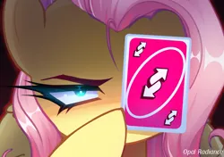Size: 2935x2071 | Tagged: safe, artist:opal_radiance, derpibooru import, fluttershy, pegasus, pony, g4, image, png, solo, uno