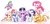 Size: 4776x2340 | Tagged: safe, artist:kitindash, derpibooru import, applejack, fluttershy, pinkie pie, rainbow dash, rarity, spike, twilight sparkle, twilight sparkle (alicorn), alicorn, dragon, earth pony, pegasus, pony, unicorn, g4, applejack's hat, blushing, chest fluff, cowboy hat, ear fluff, eye clipping through hair, eyebrows, eyebrows visible through hair, eyelashes, eyes closed, feathered wings, female, fluffy, flying, folded wings, group, hairband, hat, high res, hock fluff, hoof fluff, horn, image, jumping, looking at you, lying down, male, mane seven, mane six, missing freckles, one eye closed, open mouth, open smile, png, prone, raised hoof, side view, simple background, smiling, smiling at you, spread wings, standing, stretching, tail, tail band, teeth, white background, winged spike, wings