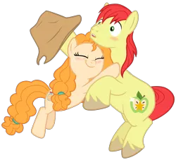 Size: 7510x6830 | Tagged: safe, derpibooru import, official, bright mac, pear butter, earth pony, pony, g4, the perfect pear, .svg available, blushing, brightabetes, brightbutter, cowboy hat, cute, duo, duo male and female, eyes closed, female, hat, hoof hold, hug, image, male, mare, my little pony, pearabetes, png, rain, raised hoof, shipping, simple background, stallion, stetson, straight, surprise hug, surprised, transparent background, vector, wet, wet mane