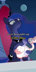 Size: 982x1920 | Tagged: safe, screencap, princess luna, bird, duck, goose, pony, swan, clothes, female, image, mare, mp4, petting, shorts, sitting, sound, throne, tiktok, youtube, youtube shorts