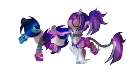 Size: 4320x2580 | Tagged: safe, artist:aonairfaol, derpibooru import, oc, oc:groovin' beats, oc:rhythm rebel, unofficial characters only, earth pony, pony, unicorn, derpibooru community collaboration, 2026 community collab, base used, bracelet, choker, clothes, duo, duo female, ear piercing, eyes cloed, female, fishnet clothing, fishnets, harness, horn, image, jewelry, legwear, leonine tail, magical lesbian spawn, mare, markings, necklace, offspring, pacifier, parent:octavia melody, parent:vinyl scratch, parents:scratchtavia, piercing, png, ponytail, rave, raver, rearing, siblings, simple background, sisters, spiked choker, stockings, sunglasses, tack, tail, thigh highs, transparent background, unshorn fetlocks, wristband