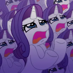 Size: 512x512 | Tagged: safe, artist:megasweet, derpibooru import, edit, rarity, unicorn, g4, horn, image, jpeg, marshmelodrama, multeity, rarity being rarity, solo, unknown editor, why