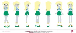 Size: 4896x2111 | Tagged: safe, artist:invisibleink, derpibooru import, derpy hooves, human, equestria girls, g4, blonde, clothes, image, jumper, looking at you, my little pony equestria girls: better together, necktie, png, poses, reference sheet, sandals, shirt, simple background, skirt, smiling, smiling at you, socks, solo