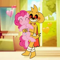 Size: 3464x3464 | Tagged: safe, derpibooru import, edit, vector edit, pinkie pie, g4, bed, blue, colorful, crossover, food, gacha background, happy, heart, hug, image, jpeg, lime, los compas, mikecrack, mikecrack.exe, mirror, on arms, orange, orange room, pink, red, room, ship:pinkiexe, smiling, sonríe más, strange ship, street, summer, sun, sunshine, tree, vector, weird ship