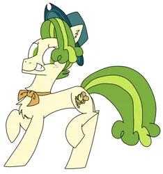 Size: 2190x2339 | Tagged: safe, artist:amc21, derpibooru import, pistachio, earth pony, g4, blue hat, freckles, green eyes, green hair, hat, image, male, my little pony, my little pony the best gift ever, png, standing on two hooves, tan coat, two toned mane