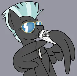 Size: 468x463 | Tagged: safe, artist:sythenmcswig, derpibooru import, thunderlane, pegasus, pony, g4, aviator sunglasses, cigarette, drink, energy drink, image, male, monster energy, png, solo, stallion, sunglasses