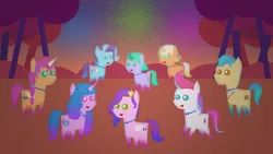 Size: 1920x1080 | Tagged: safe, artist:carrotorangelight, derpibooru import, hitch trailblazer, izzy moonbow, pipp petals, sunny starscout, zipp storm, earth pony, pegasus, unicorn, g5, female, fireworks, glory (g5), horn, image, male, mane five, peach fizz, pippsqueak trio, pippsqueaks, png, seashell (g5)