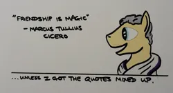 Size: 2048x1110 | Tagged: safe, artist:hoofclid, derpibooru import, ponified, earth pony, pony, dialogue, history, image, jpeg, male, marker drawing, open mouth, quote, solo, stallion, traditional art