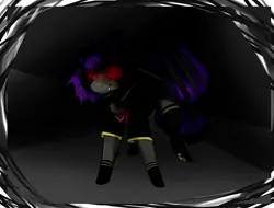 Size: 1290x982 | Tagged: source needed, safe, alternate version, artist:darkwing, derpibooru import, oc, oc:starless night (desolator), unofficial characters only, bat pony, pony, undead, vampire, vampire bat pony, vampony, bat pony oc, black mane, closed mouth, clothes, commission, costume, darkness, edgy, fangs, female, glow, glowing eyes, gray coat, halloween, halloween costume, holiday, image, imposing, intimidating, jpeg, looking at you, magic, mare, present, purple mane, red eyes, solo, solo female