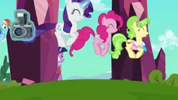 Size: 1280x720 | Tagged: safe, artist:ebotizer, derpibooru import, edit, edited screencap, screencap, chickadee, ms. peachbottom, pinkie pie, rainbow dash, rarity, twilight sparkle, earth pony, pegasus, pony, unicorn, g4, games ponies play, the gift of the maud pie, horn, image, jpeg, my little pony