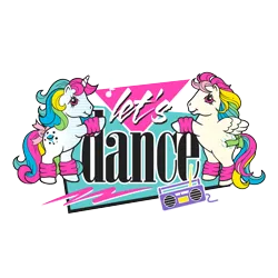 Size: 2048x2048 | Tagged: safe, derpibooru import, official, moonstone, skydancer, pegasus, pony, unicorn, g1, 80s, abstract background, bow, clothes, duo, duo female, female, horn, image, leg warmers, legwear, mare, partially transparent background, png, rearing, retro, stereo, tail, tail bow, zazzle