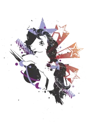 Size: 1526x2048 | Tagged: safe, derpibooru import, official, night glider (g1), earth pony, pony, g1, 80s, abstract background, bow, female, image, mare, partially transparent background, png, retro, solo, stars, tail, tail bow, zazzle