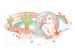 Size: 2048x1489 | Tagged: safe, derpibooru import, official, sundance, earth pony, pony, g1, abstract background, bow, cactus, cloud, female, image, mare, palm tree, png, rainbow, retro, solo, stars, tail, tail bow, text, tree, zazzle