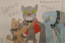 Size: 3320x2224 | Tagged: safe, artist:hoffmann10102010, derpibooru import, fido, rover, spot, diamond dog, dog, g4, diamond, image, jpeg, lined paper, male, traditional art