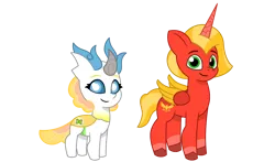 Size: 1380x810 | Tagged: safe, derpibooru import, oc, oc:ankhfiresky, oc:morphonia, unofficial characters only, alicorn, changeling, pony, g5, my little pony: tell your tale, alicorn oc, au:wild your heart, changeling oc, colt, duo, female, filly, foal, horn, image, male, male alicorn, male alicorn oc, male oc, png, simple background, tell your tale style, transparent background, wings